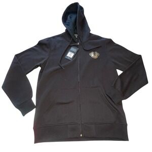 New True Religion Men's Jet Black Foil Triology Hoodie Size Medium Full Zip NWT